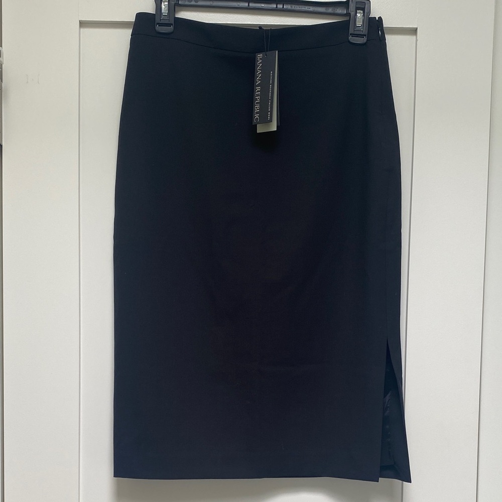 Banana Republic Classic Black Wool Pencil Skirt